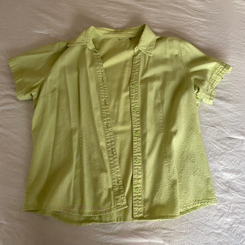 fun lime green vintage short sleeve button up